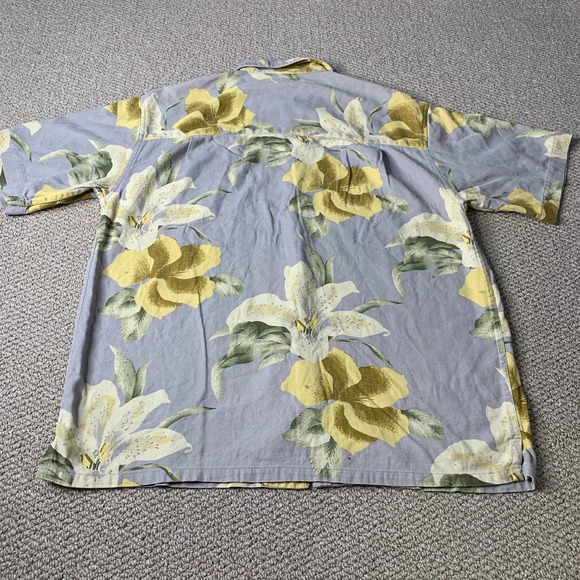 Natural Life Mens Shirt Size Medium Gray Floral Silk Short Sleeves Button Up - Picture 5 of 10